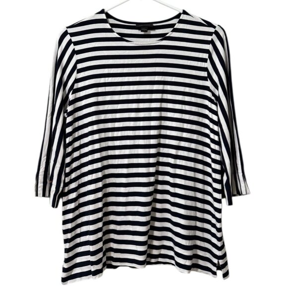 J Jill Wearever Collection Women Size Small Striped 3/4 Sleeve Shirt Stretch - Picture 1 of 12